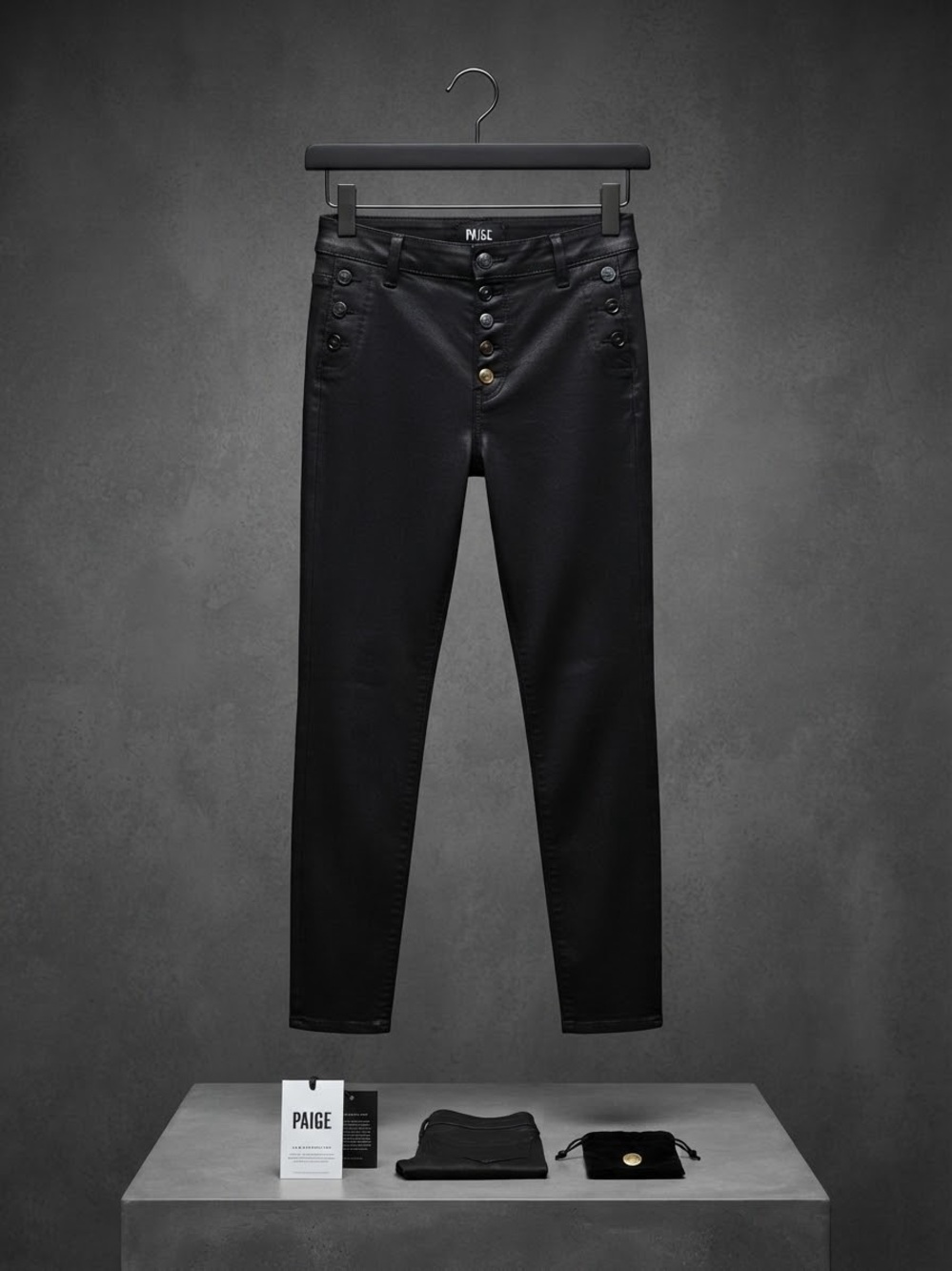PAIGE Women’s Black Straight-Leg Jeans with Button Fly